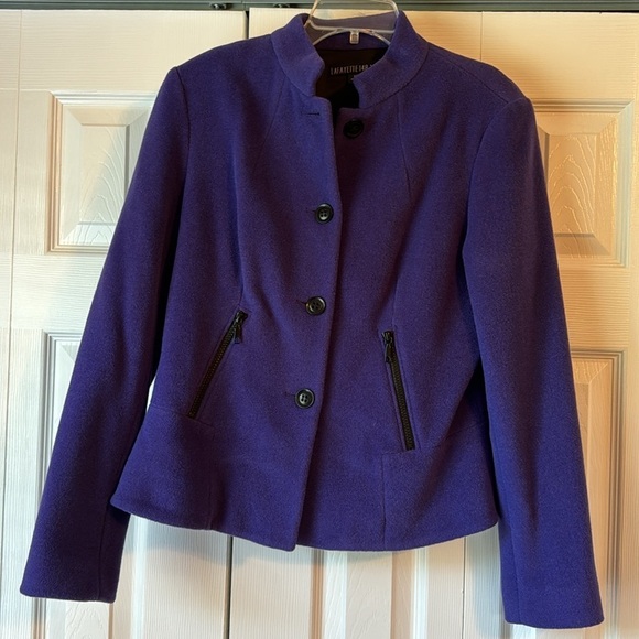 NWT Lafayette 148 Purple Wool-Blend Mandarin Collar Evening Jacket sz 6 - Picture 3 of 14